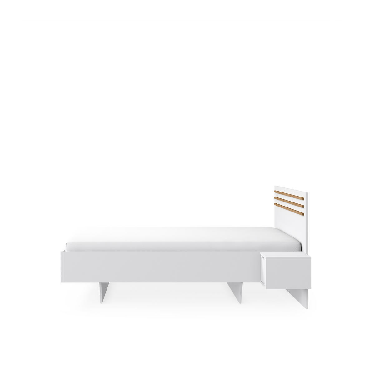 BETT FLOVIA – 160×200 cm - mit 2 Nachttischen Alpinweiß - Weiß, Holzwerkstoff (160/200cm) - Milaros Markt