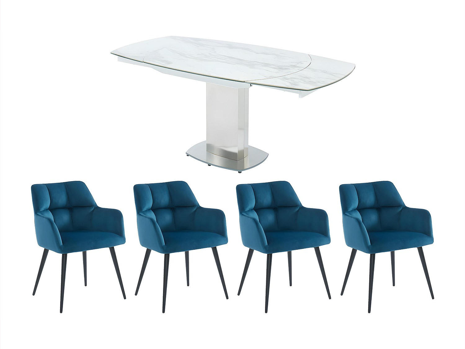 ESSGRUPPE - 4 Personen, 6 Personen - Marmor, Glas, Keramik - Weiß - TALICIA - Weiß, Glas/Keramik (180/75/90cm) - Vente-Unique