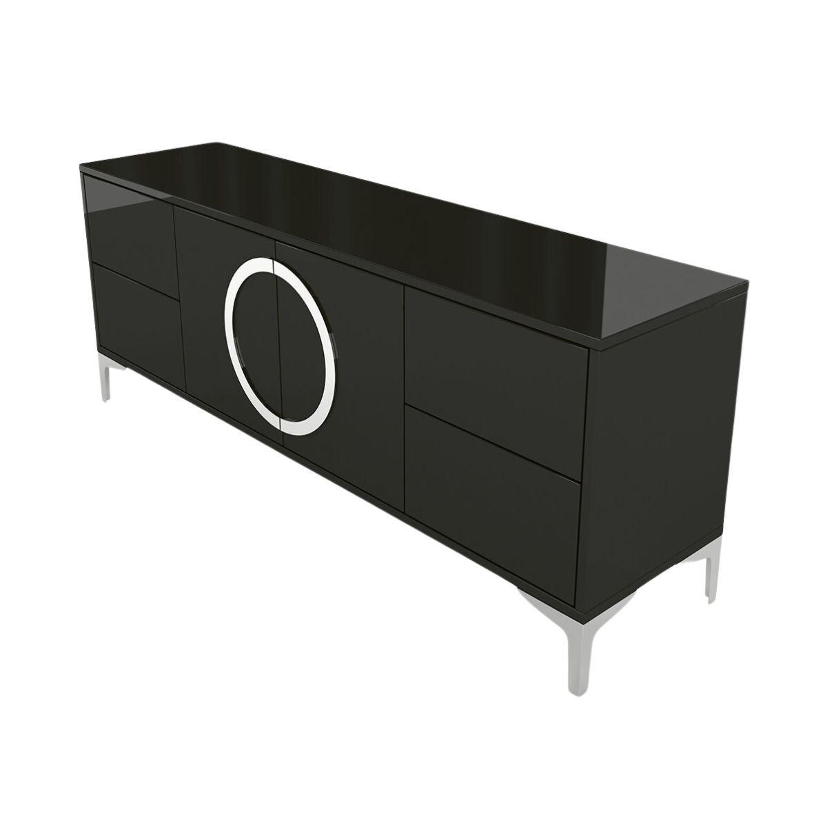 Thumbnail - Kayani Lowboard, Schwarz Hochglanz, Holzwerkstoff, 150x59x38 cm, Wohnzimmer, Wohnwände, Lowboards, Lowboards stehend