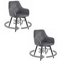 ESSZIMMERSTUHL 2-er Set WAAV360 dunkelgrauer Sitz, schwarze Beine - Dunkelgrau/Schwarz, Textil (56/83.5/61cm) - Valora