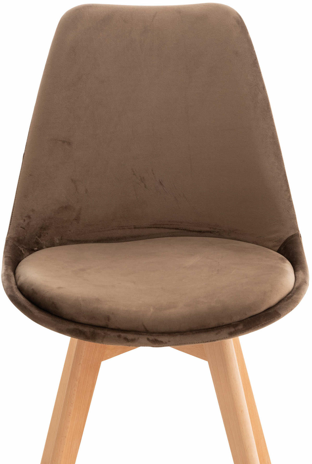 STUHL 4er Set Samt dunkelbraun - Eukalyptusholzfarben/Dunkelbraun, Holz/Textil (49/83/50cm) - CLP