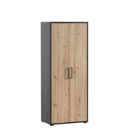 AKTENSCHRANK Raven Tall 164x65x41 cm 4 Fächern & 2 Flügeltüren Eiche/Schwarz - Schwarz, Holz (65/164/41cm) - PROREGAL