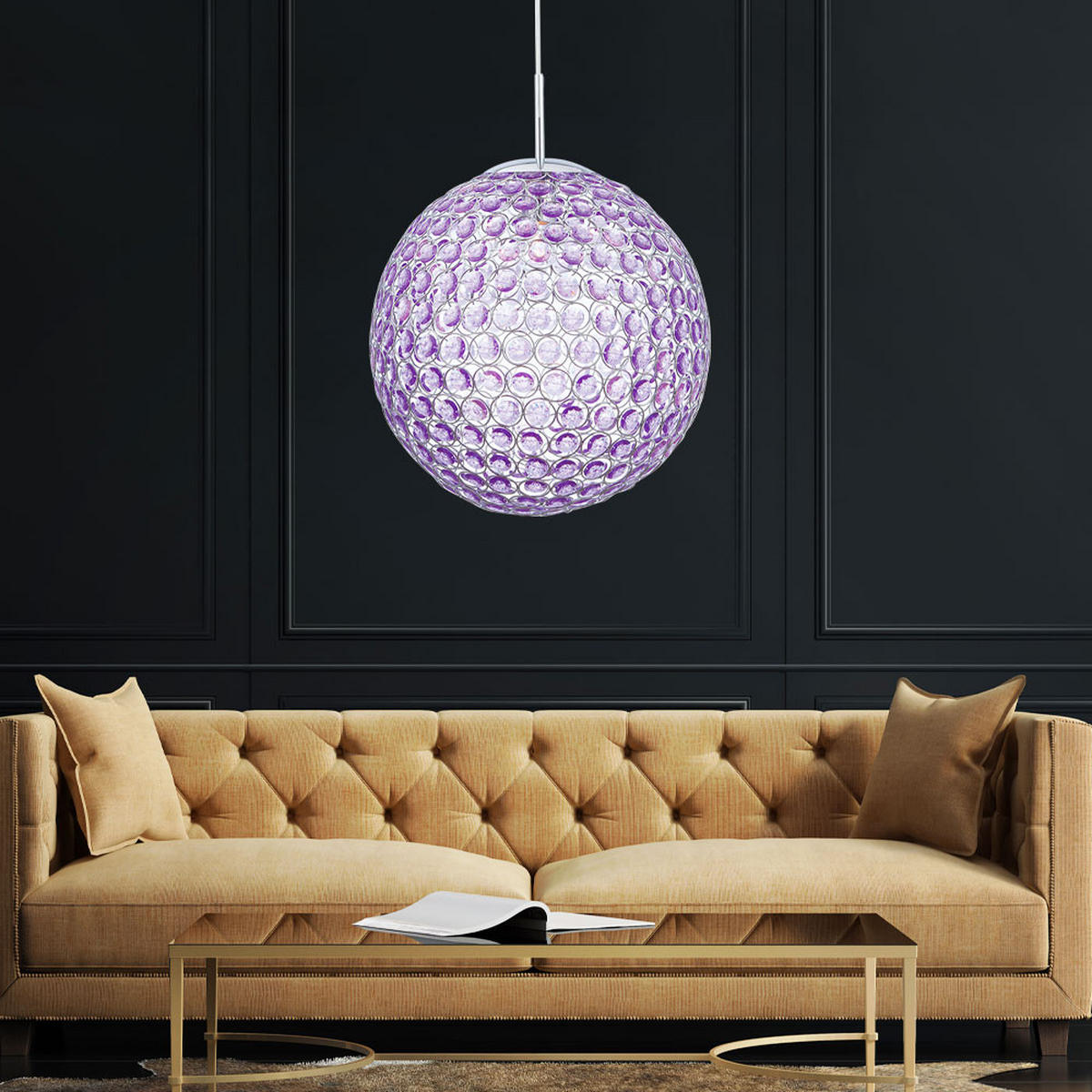 LED HÄNGELEUCHTE Acryl Kristall Lila - Lila, Metall (40/40/165cm) - Globo Lighting
