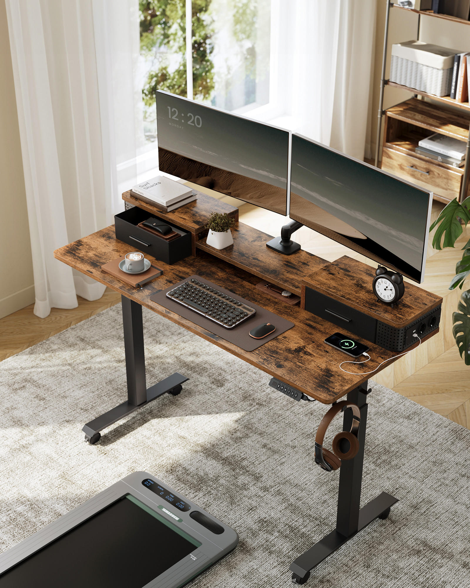SCHREIBTISCH Booker - Braun, Holzwerkstoff (140/60/132cm) - VASAGLE