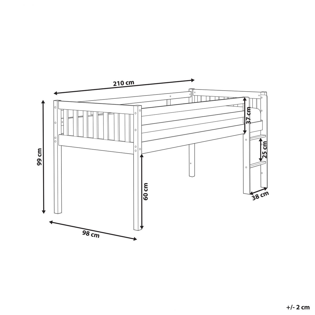 HALBHOCHBETT 90x200 cm Weiß Peipin - Weiß, Holz (90/200cm) - Beliani