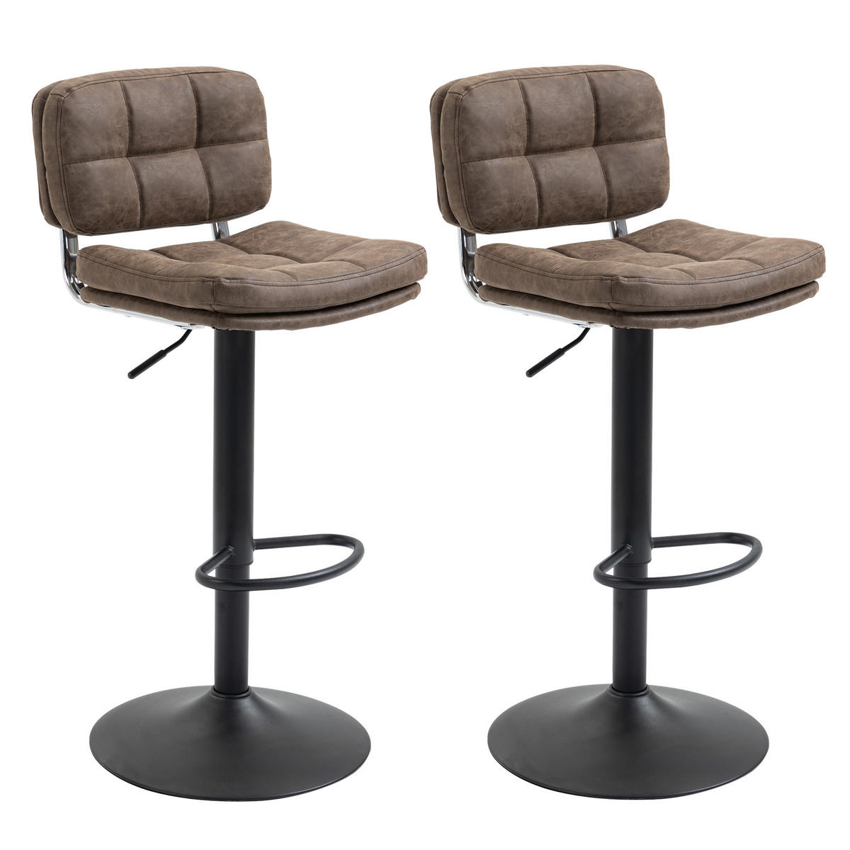 BARHOCKER 2er-Set DE-14712 Vintage gepolstert & höhenverstellbar Braun - Braun, Metall (45/107/41.5cm) - ComfortXL