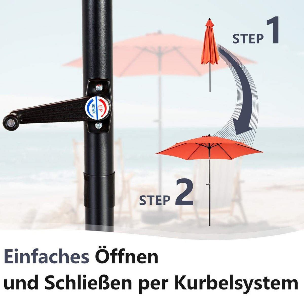 SONNENSCHIRM 264x264cm,Aluminium,Sonnenschutz,Orange - Orange, Metall (264/264cm) - LVHOM