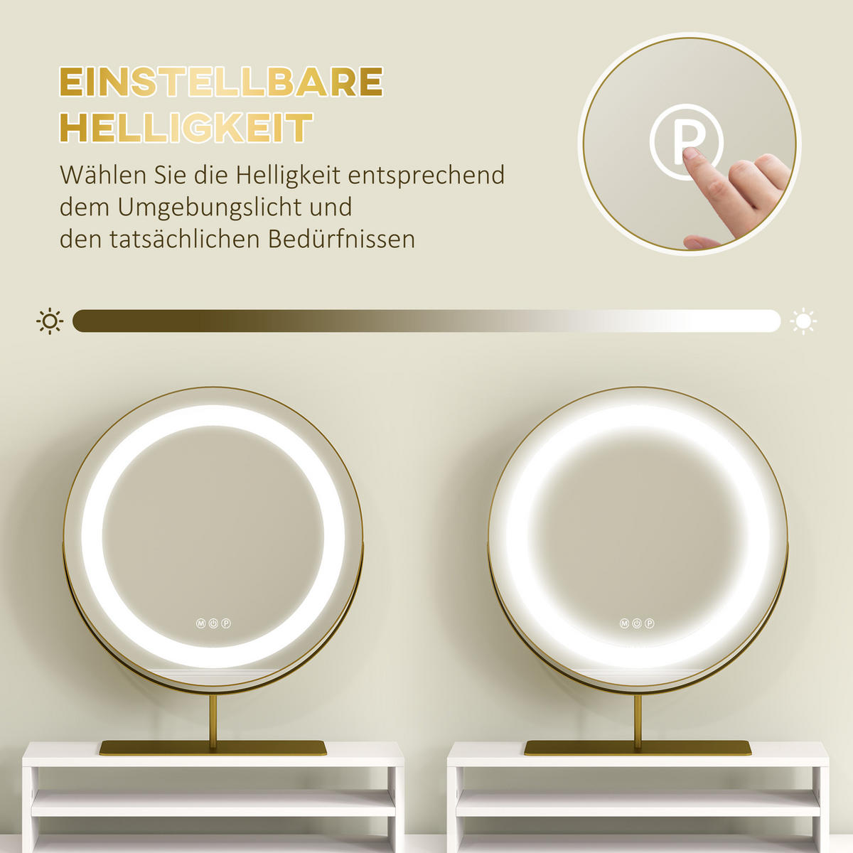 SCHMINKTISCH mit LED Beleuchtung, 100 x 50 x 137,5 cm, Weiß - Weiß, Holzwerkstoff (100/137.5/50cm) - HOMCOM