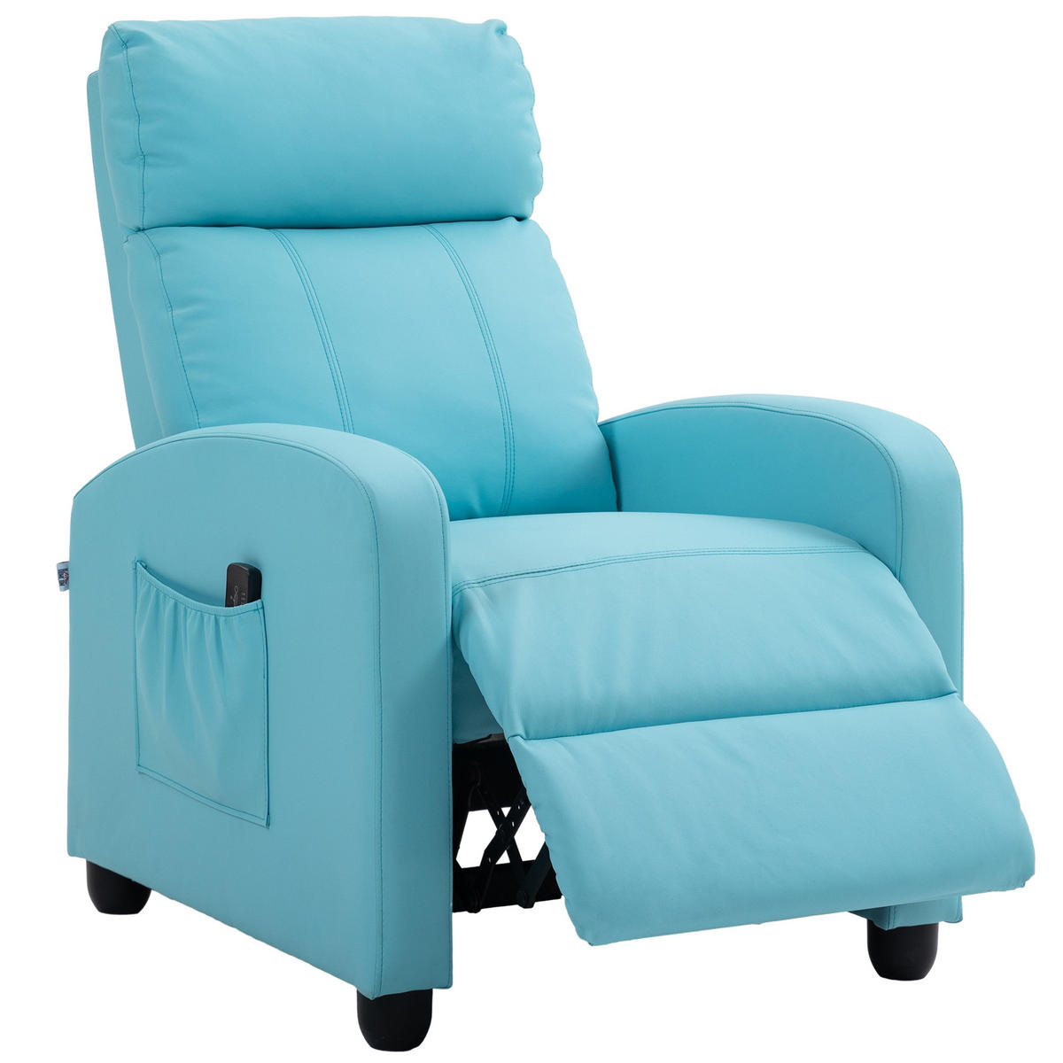 MASSAGESESSEL,8 Programme Fernbedienung Liegefunktion Fußstütze,blau - Blau, Leder (88/98/68cm) - Vallsero
