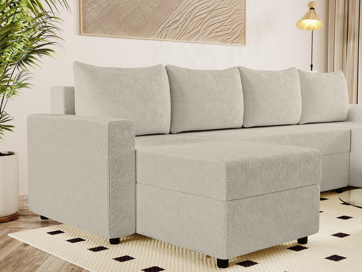 WOHNLANDSCHAFT Goka Lux U mit Schlaffunktion, Beige - Beige, Textil (298/72/146cm) - Fedve