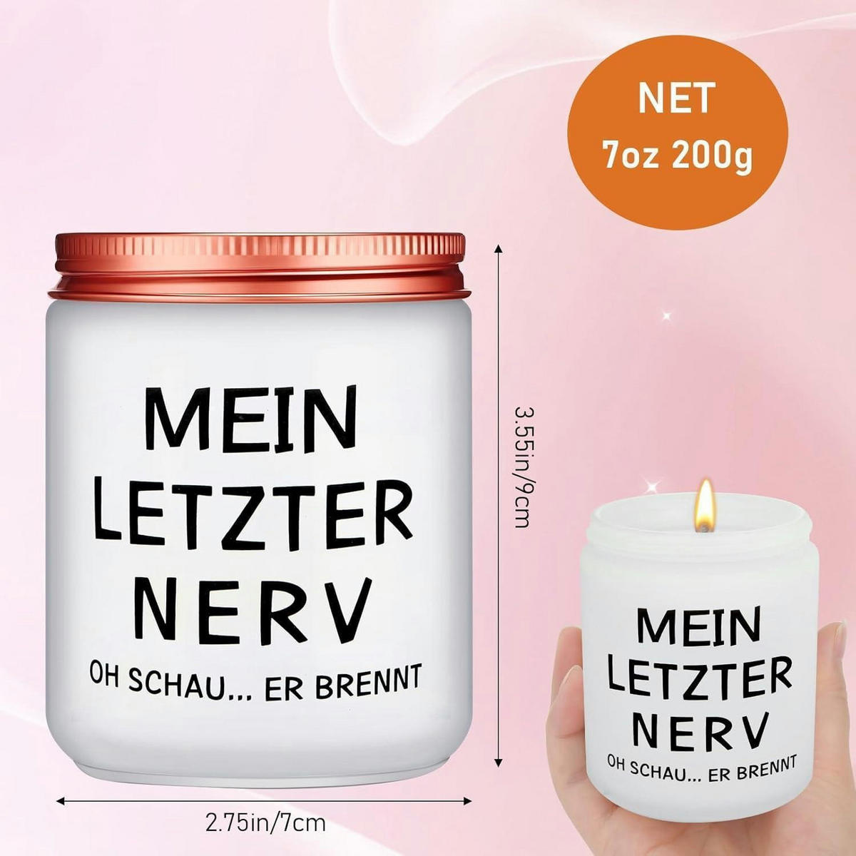 DUFTKERZE "Mein letzter Nerv" Sojawachs im Glas - Weiß, Paraffin (9.2cm)