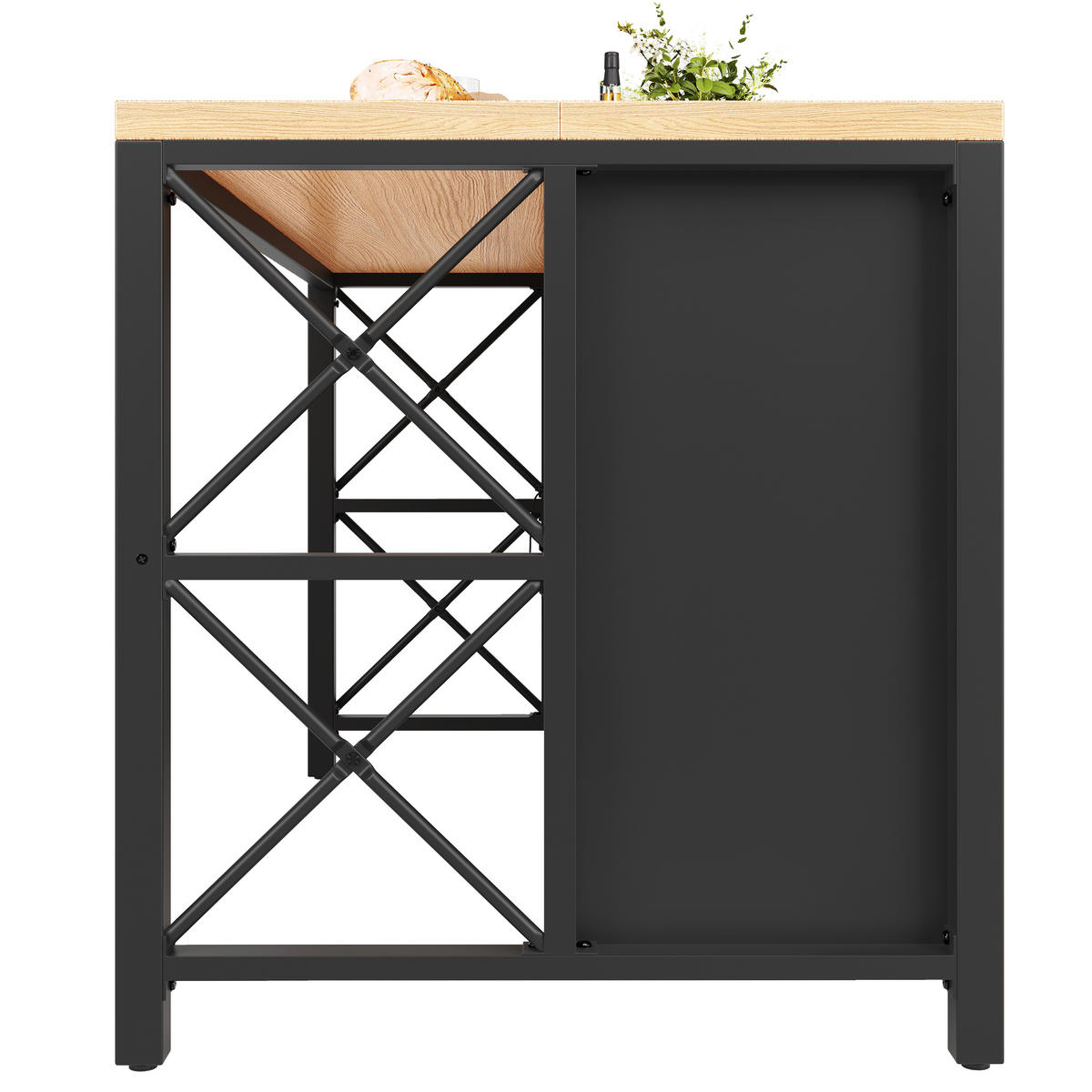 KÜCHENINSEL 150cm Schubladen Glastüren LED Schwarz Natur - Schwarz, Holzwerkstoff (150/90/80cm) - FLIEKS