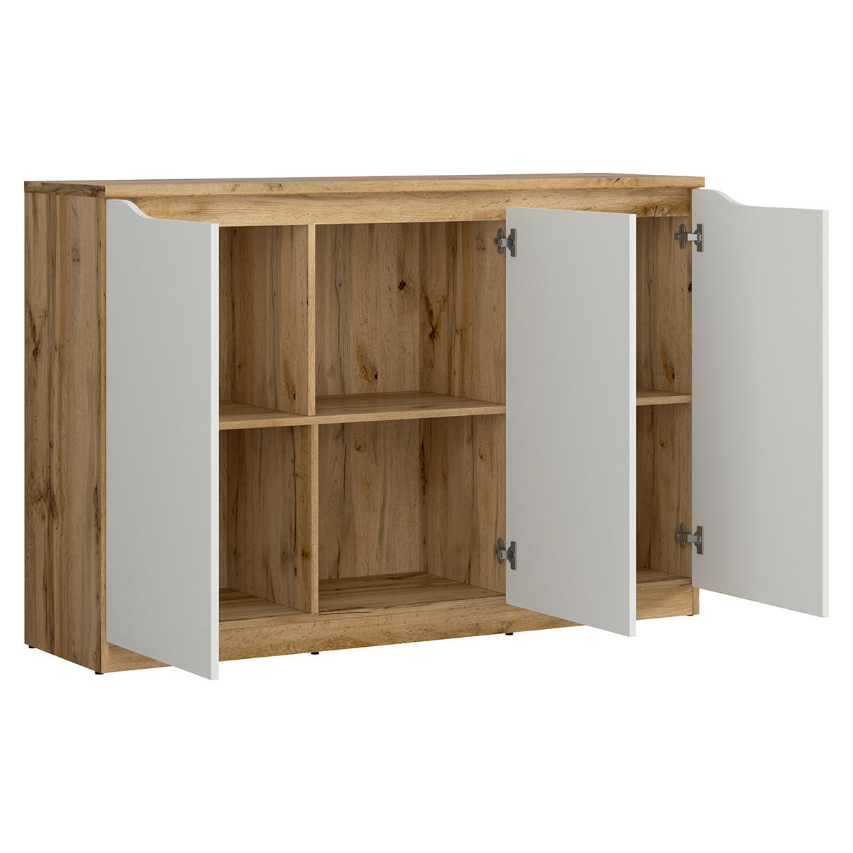 SIDEBOARD June Weiß und Holz - Weiß, Holzwerkstoff (135/92/40cm) - Petits-meubles