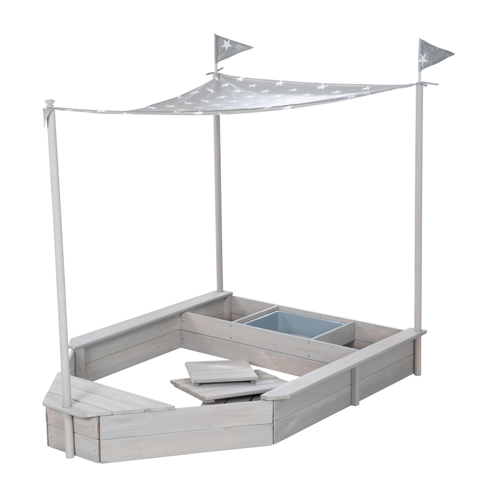 SANDKASTEN BOOT Sandkasten Boot grau - Grau, Holz (154/65/109cm) - Roba