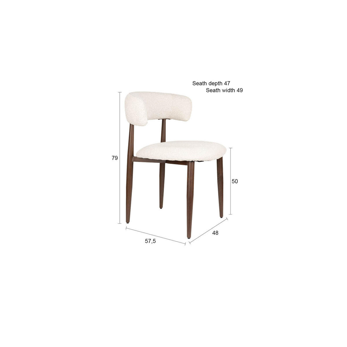 ESSZIMMERSTUHL Stanley - 2 er Set - Beige/Braun, Metall (57.5/79/48cm) - Housecraft Living
