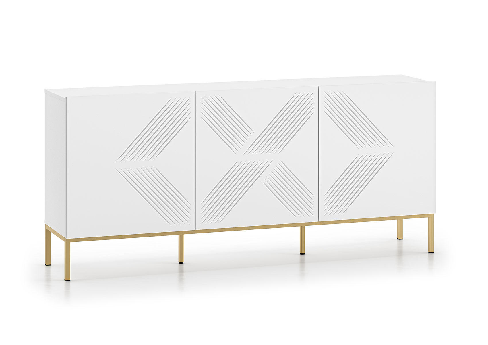 SIDEBOARD Clearing weiß / gold 170 / 37 / 77cm - Goldfarben/Weiß, Holz/Holzwerkstoff (170/77/37cm) - Feldmann-Wohnen