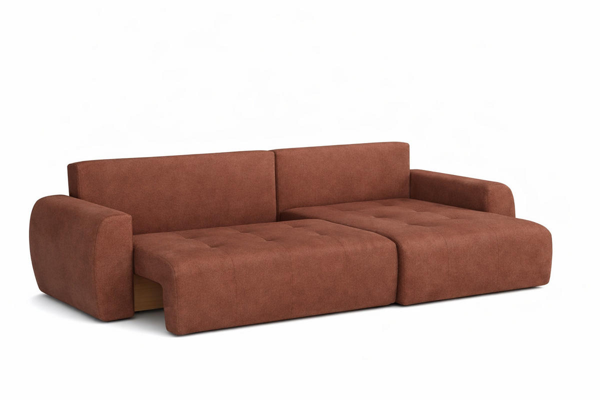 ECKSOFA Mit Schlaffunktion Und Bettkasten L-Form Ivo L, Veloursstoff Salvador, Dunkelbraun, Rechts - Dunkelbraun, Holz (250/142cm) - Kaiser Möbel