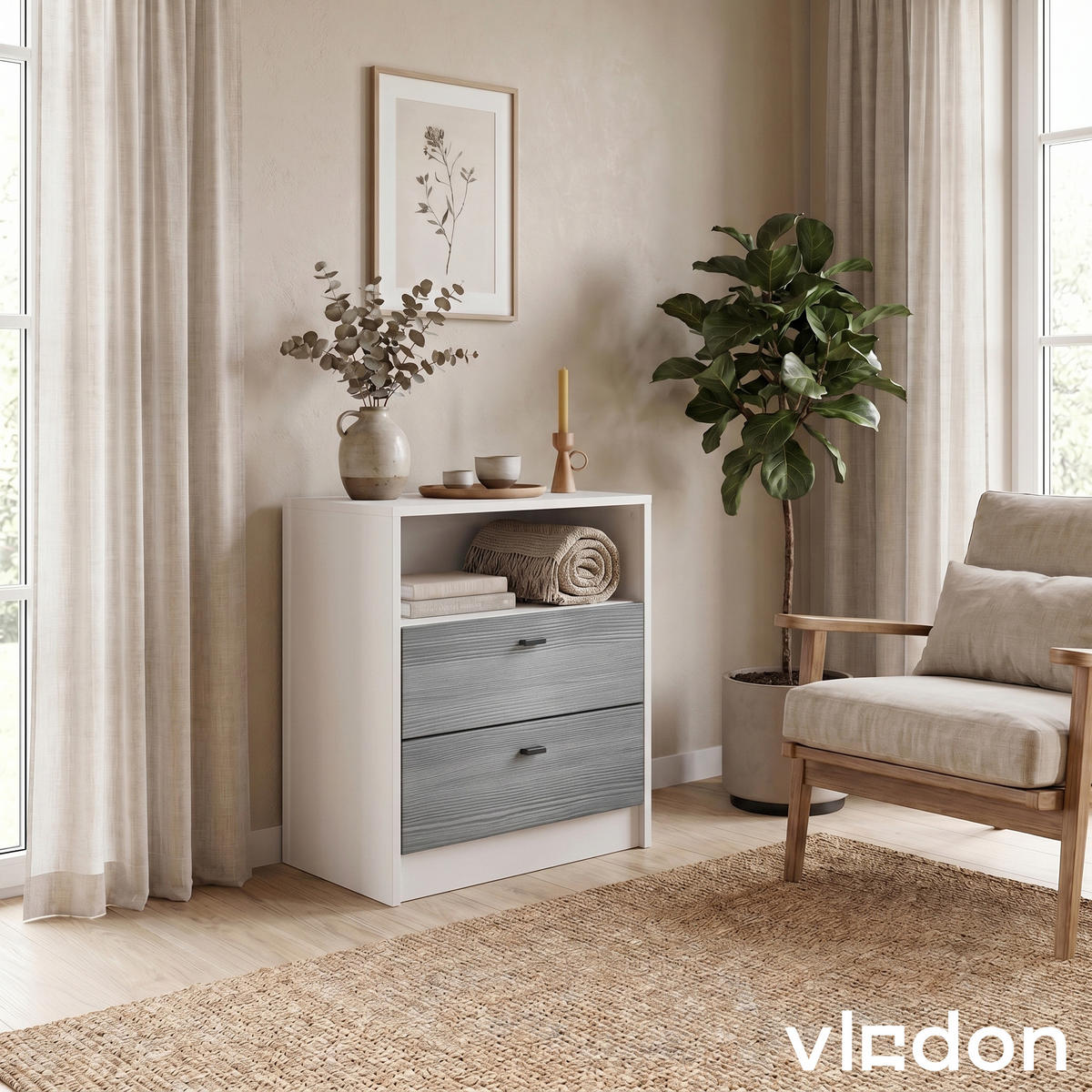 KOMMODE Pino Fronten in Avola-Anthrazit - Anthrazit, Holzwerkstoff (56/67.5/36cm) - Vladon