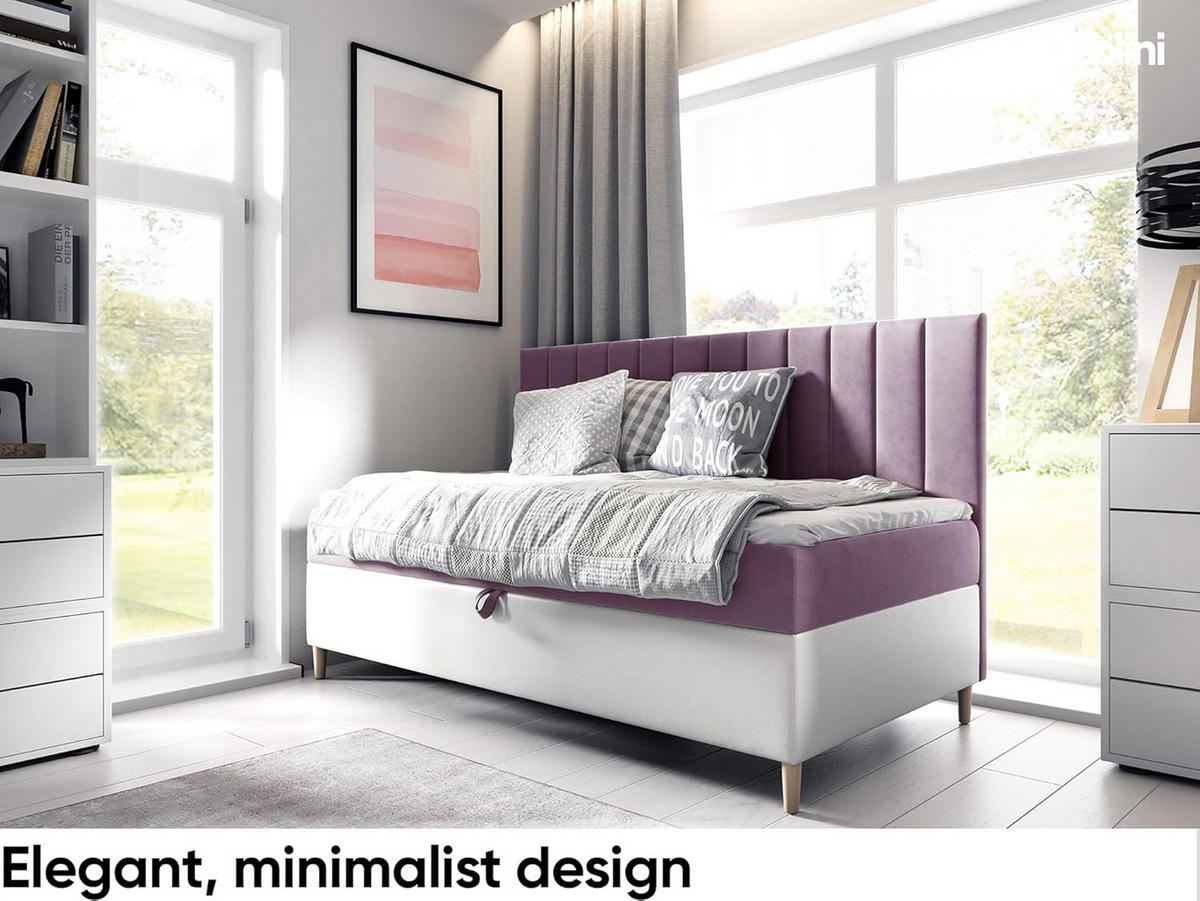 KINDERBETT MAYA 2 - Lila/Weiß, Holzwerkstoff (102/202cm) - Meblini