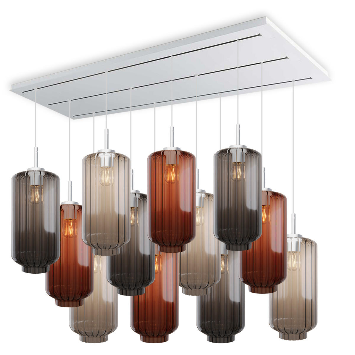 HÄNGELEUCHTE Velo 12-flammig Mehrfarbig Ø 18cm - Multicolor/Weiß, Glas (18/18/33cm) - s.luce