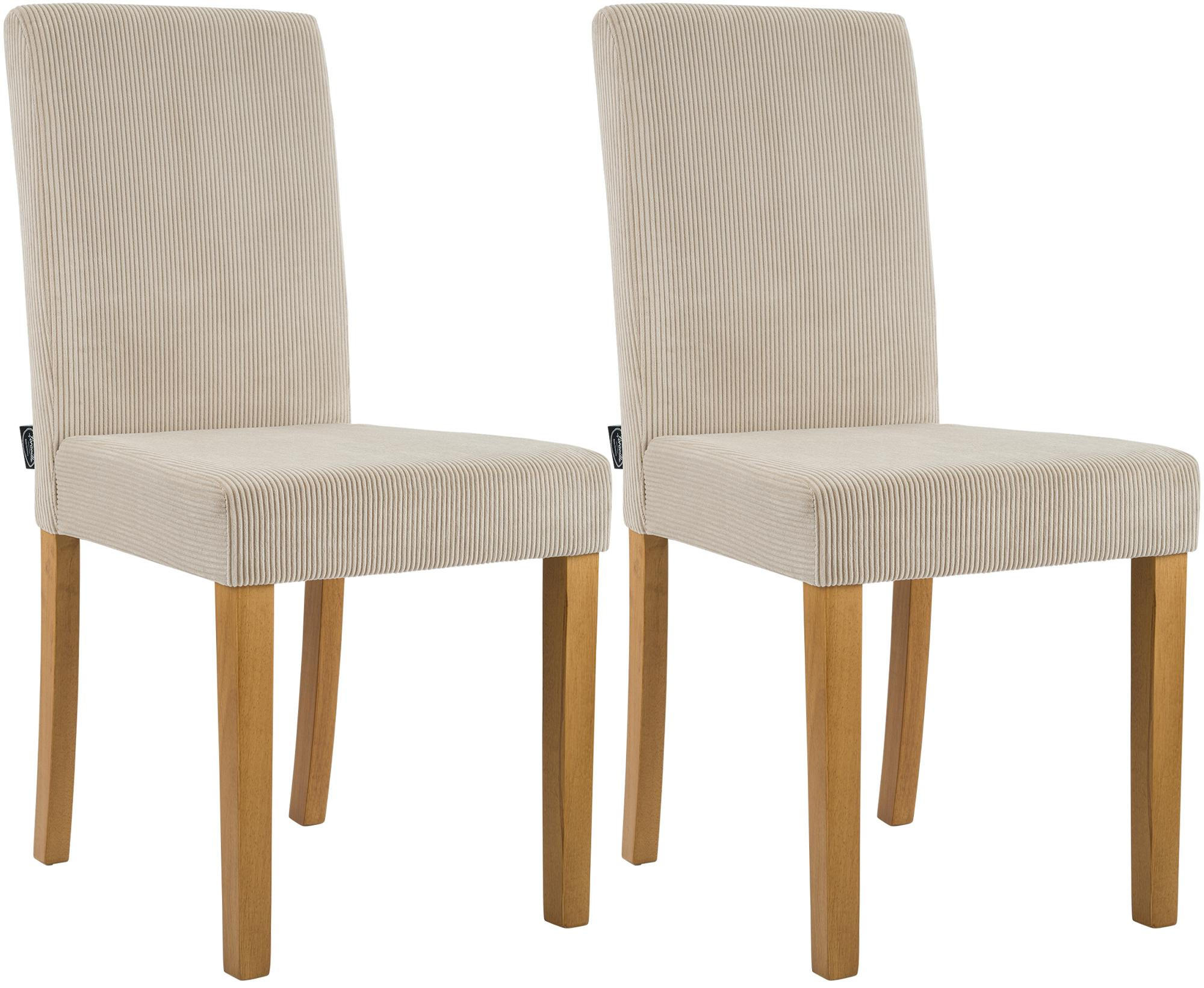 ESSZIMMERSTUHL 2er Set Cord Hellbraun - Hellbraun/Naturfarben, Holz/Textil (41/91/47cm) - CLP
