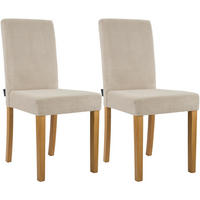 ESSZIMMERSTUHL 2er Set Cord Hellbraun - Hellbraun/Naturfarben, Holz/Textil (41/91/47cm) - CLP