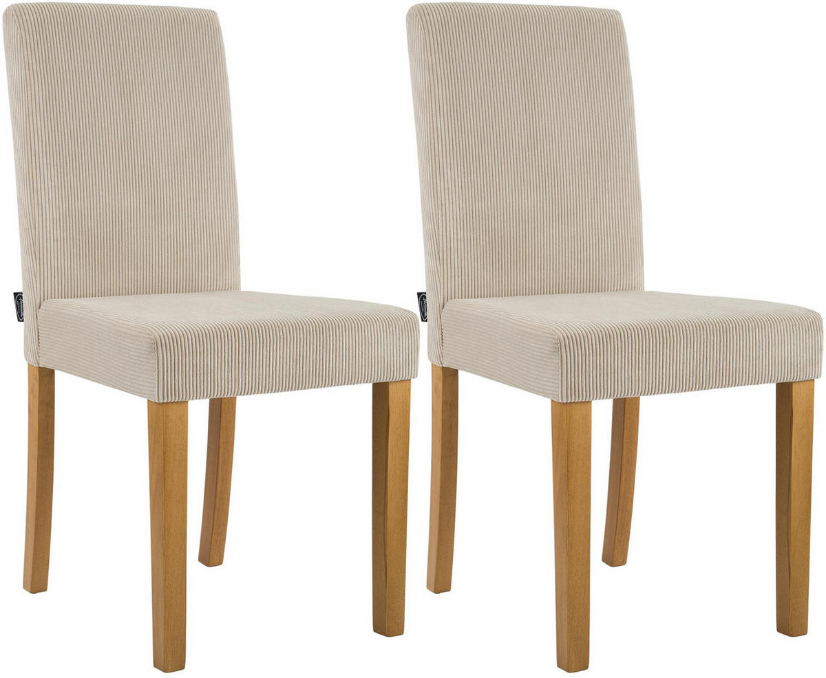 ESSZIMMERSTUHL 2er Set Cord Hellbraun - Hellbraun/Naturfarben, Holz/Textil (41/91/47cm) - CLP