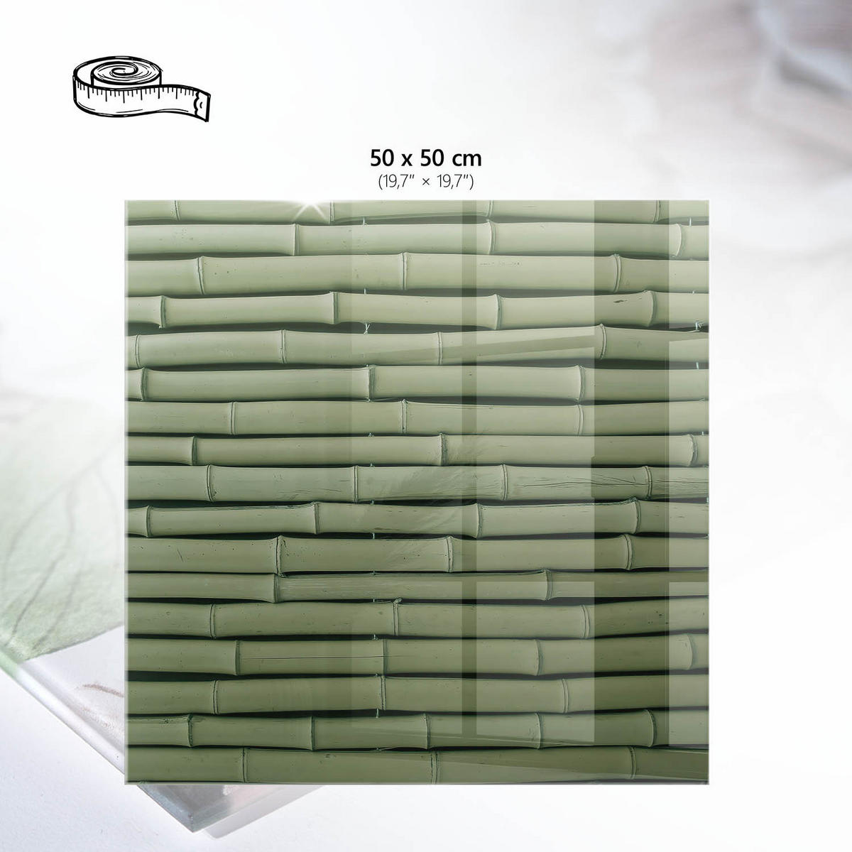 TISCHPLATTE 50x50 cm – Bambusstruktur - Beige, Glas (50/50/0.4cm) - Wallfluent