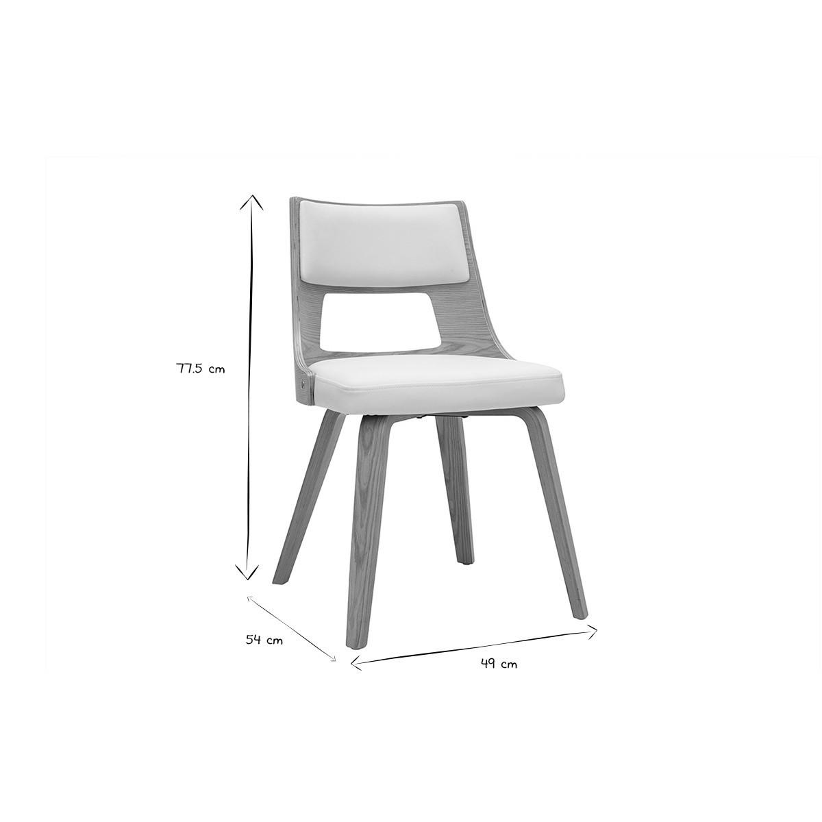 SKANDINAVISCHER Stuhl in Weiß und hellem Holz GARBO - Weiß, Holz (54/77.5/49cm) - Miliboo