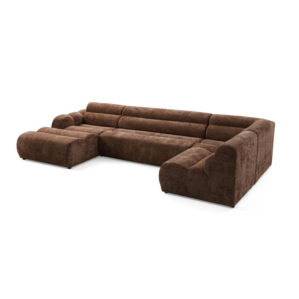 6-SITZER modulares Wohnlandschaft U XXL VEER SET 5 Rechts, 368 x 175 cm, Chenille Webstoff Orange - Schwarz/Orange, Holz/Kunststoff (175/75/368cm) - Muffo
