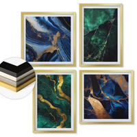WANDBILDER 4er Set - 50x50 cm & 40x60 cm Goldrahmen - Elegante Muster auf Steinen - Goldfarben, Kunststoff (50/50cm) - ArtPrintCave