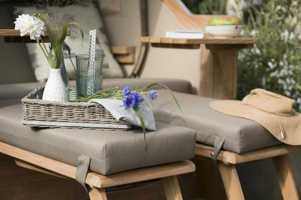 STRANDKORB Baltikum Teak 2,5 Sitzer - Taupe/Braun, Holz/Metall (142/170/95cm) - Mr. Deko