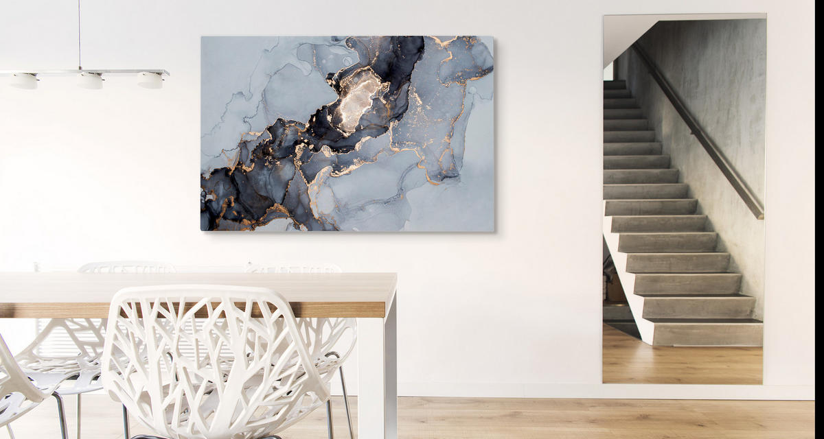 LEINWANDBILD Marmor ABSTRAKTION Moderne Muster Glamour 100/70 cm - Beige/Schwarz, Textil (100/70cm) - Muralo