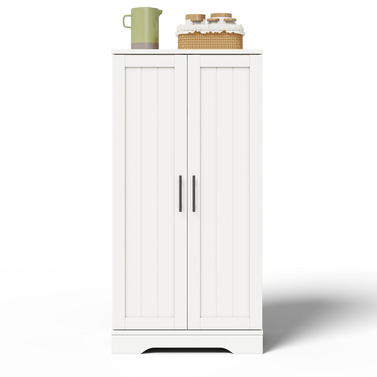 ANRICHTE 120/60/40 cm in Weiß mit LED-Beleuchtung und verstellbaren Böden - Weiß, Holzwerkstoff (60/120/40cm) - Flora Grace
