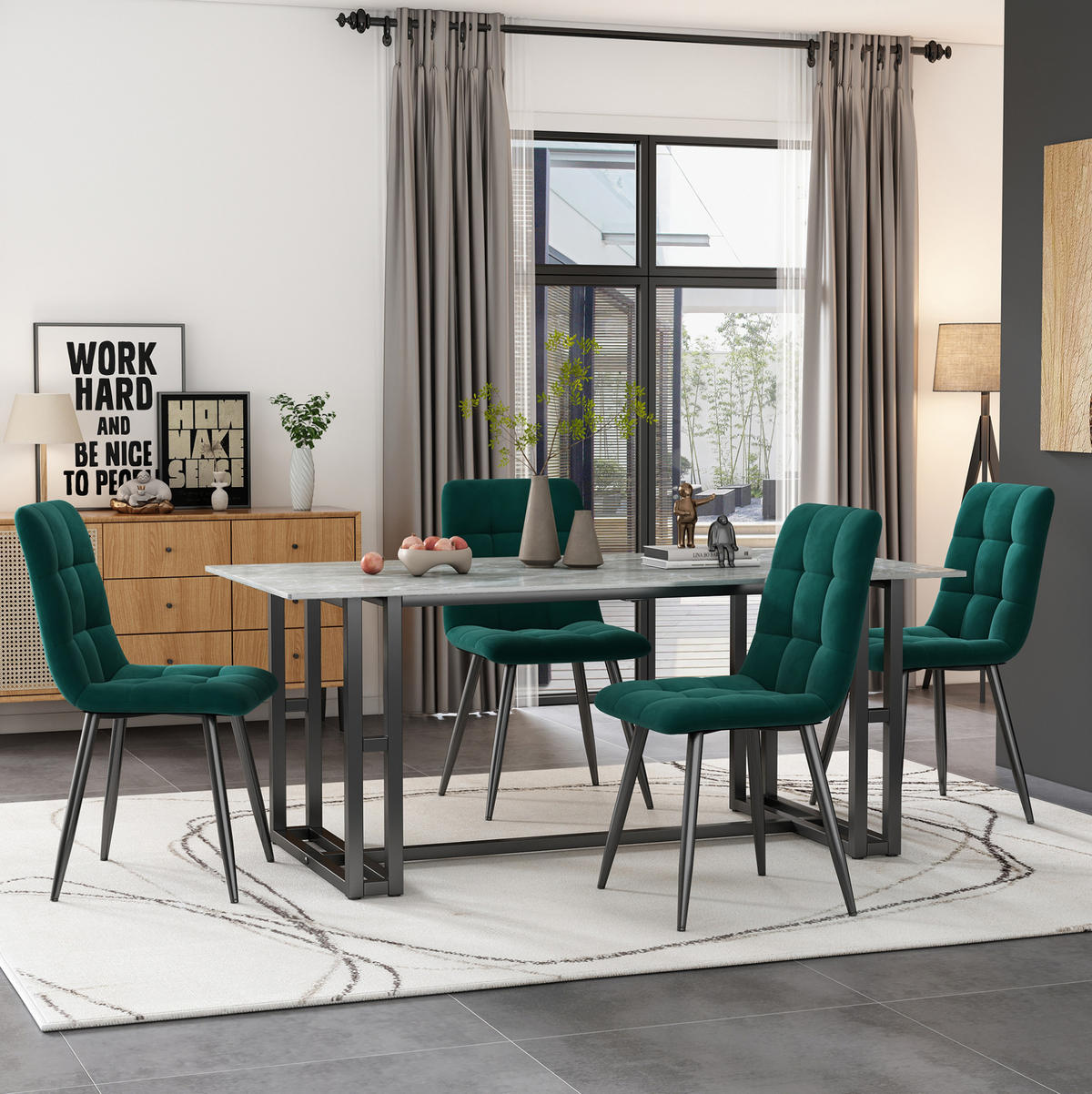 ESSZIMMERSTUHL gepolstert 4er-Set 44 x 41 x 86 cm Samt Grün - Grün, Metall (44/86/46cm) - Meubliv