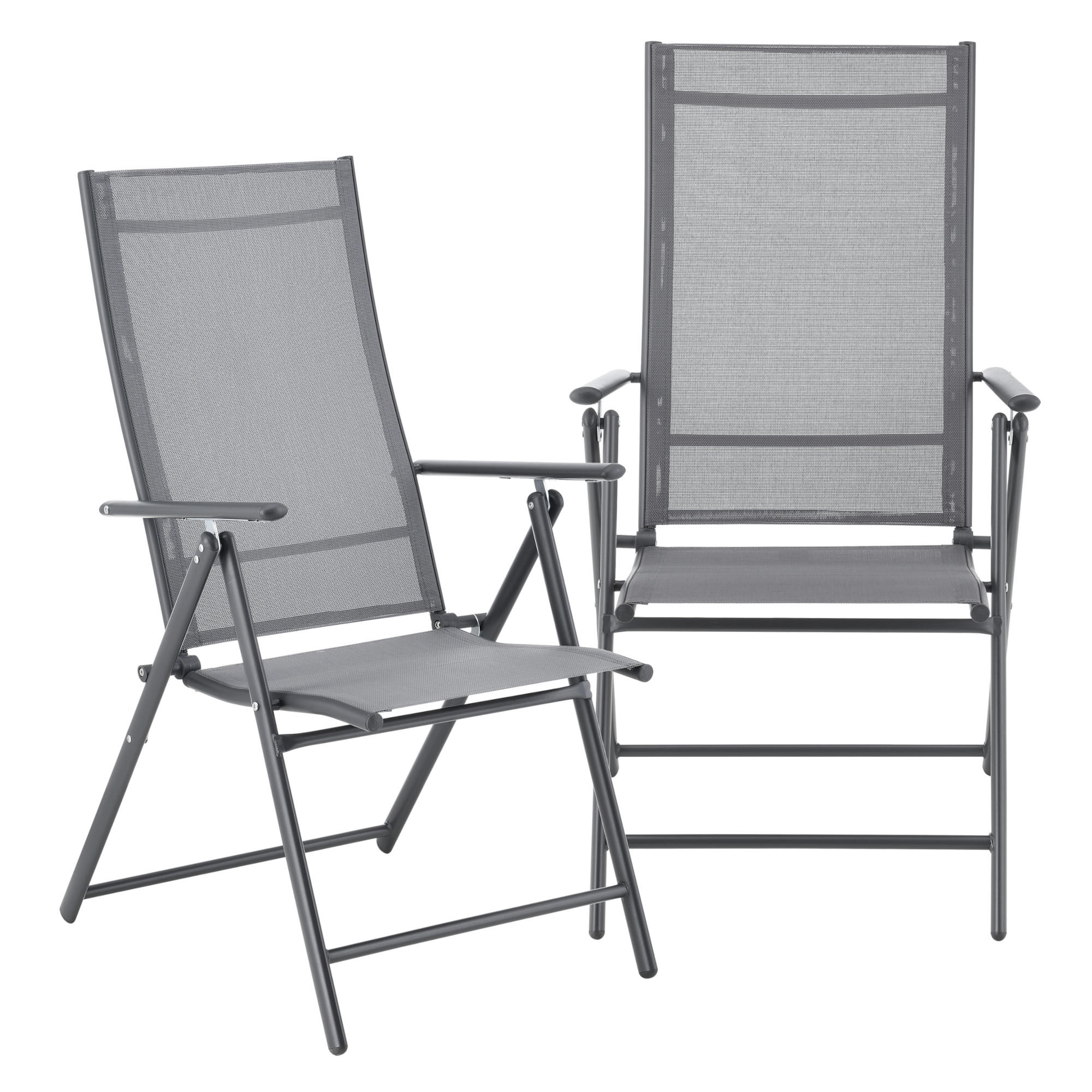 GARTENSTUHL-SET 2 TLG. Kalamata - Hellgrau, Metall (57/105/68cm) - [en.casa]