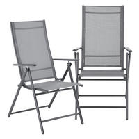 GARTENSTUHL-SET 2 TLG. Kalamata - Hellgrau, Metall (57/105/68cm) - [en.casa]