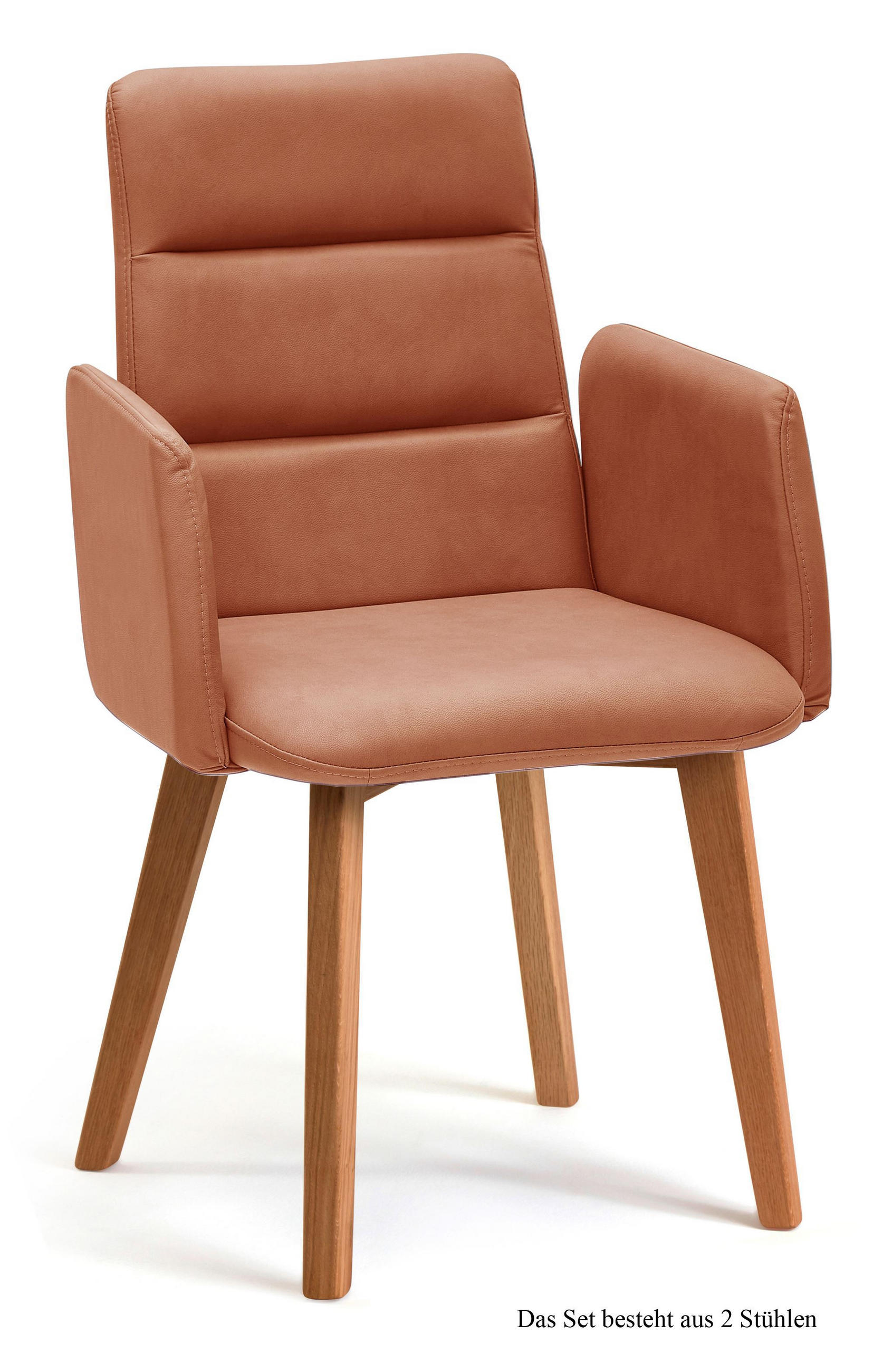 ARMLEHNSTUHL (2er-Set) Darelle 52x92x60 Eiche geölt/Cognac - Cognac/Eichefarben, Kunststoff (60/92/52cm) - 58aufmkessel