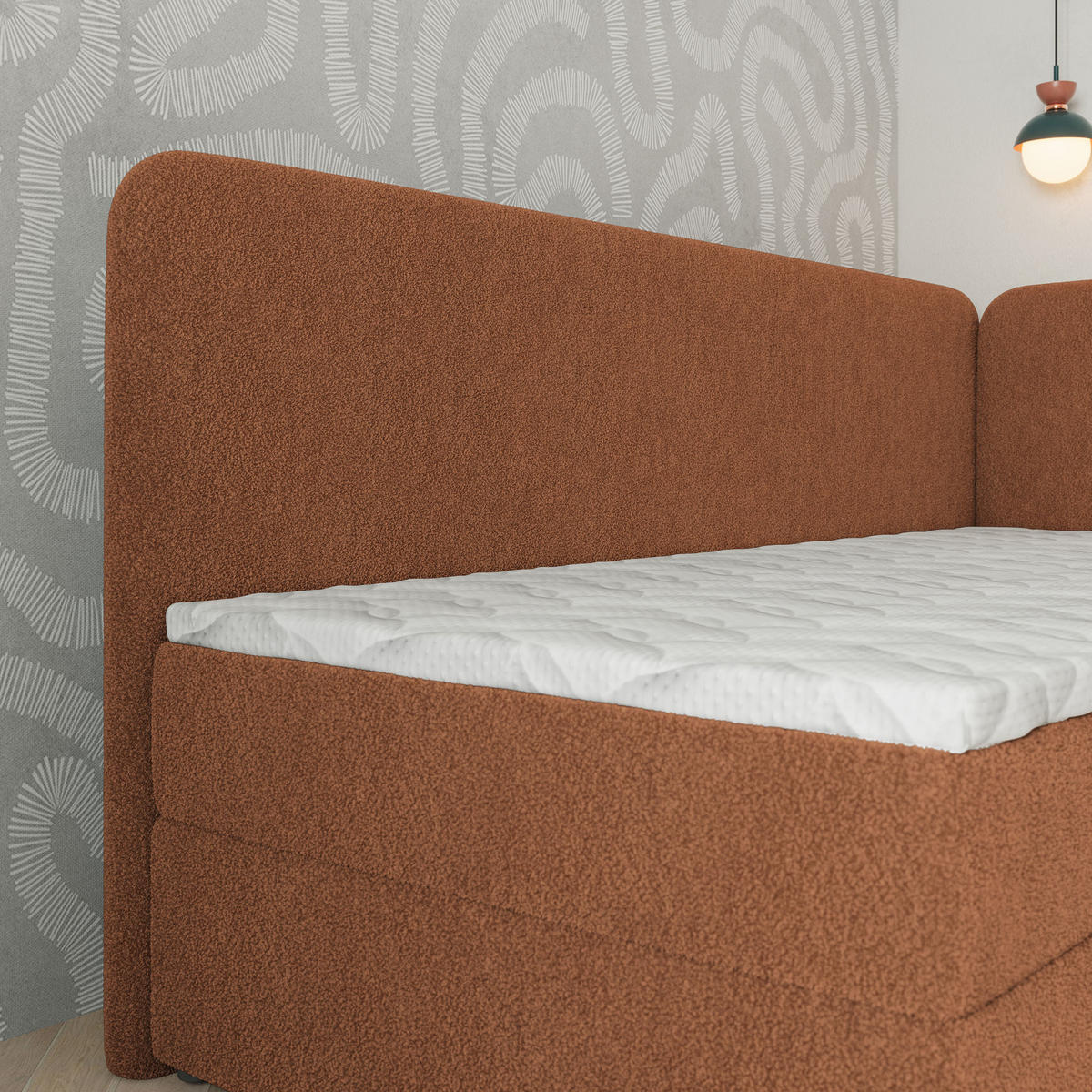 BOXBETT GINA 80x200 cm mit Matratze und Topper, H2+H3 - Kupferfarben - Kupferfarben, Holz (80/200cm) - MASSENO