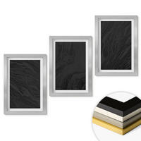 WANDBILDER 3er Set - 20x30 cm Silberner Rahmen - Dunkler Marmor, elegante Texturen - Silberfarben, Kunststoff (20/30cm) - ArtPrintCave