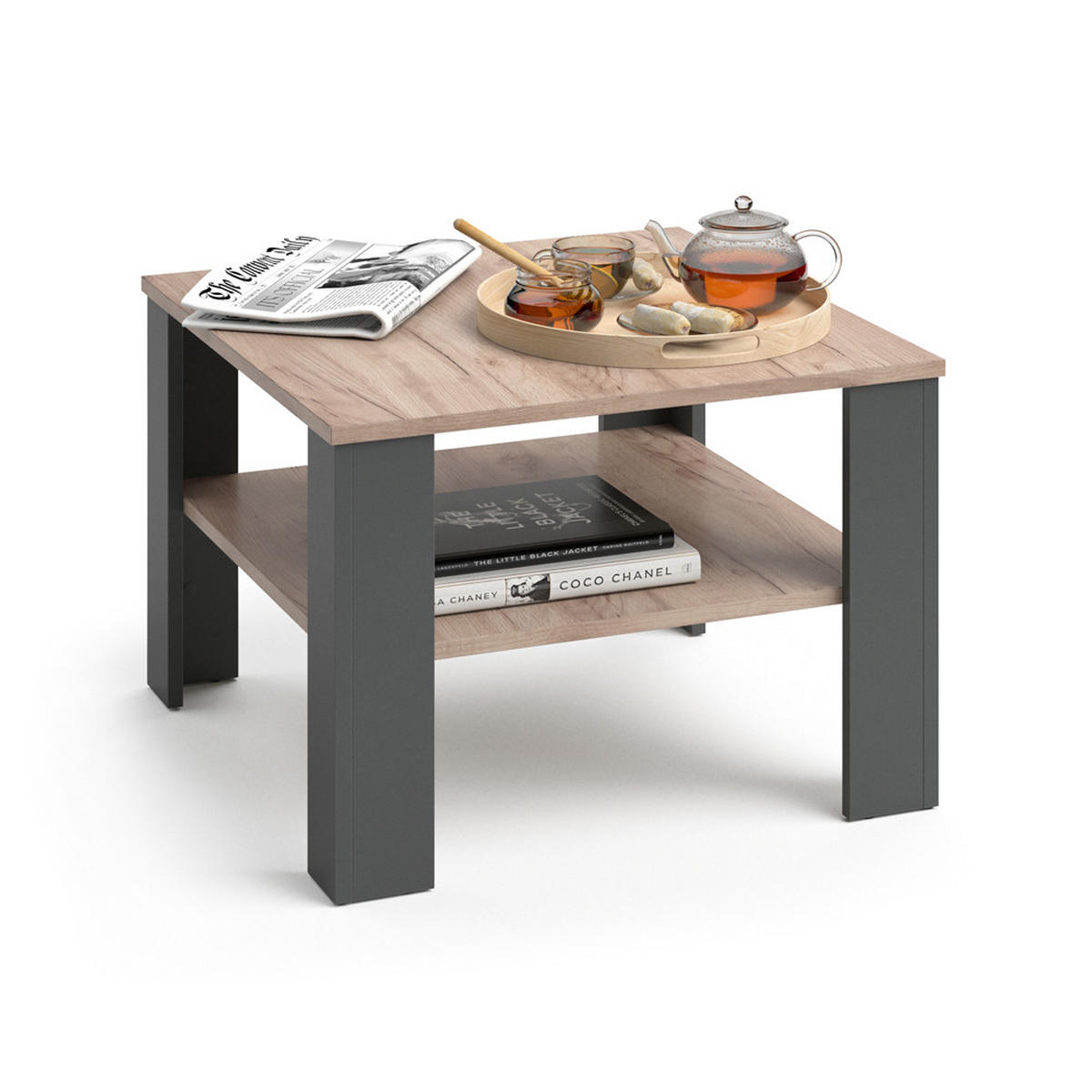 COUCHTISCH Homer Anthrazit 60 x 60 cm - Anthrazit, Holzwerkstoff (60/60/42cm) - Vicco