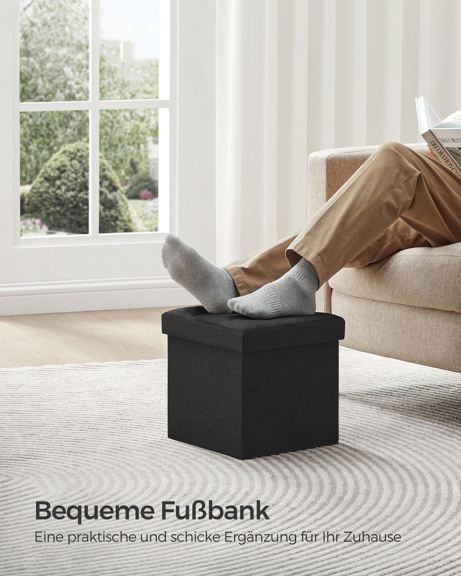 SITZBANK LISBON - Schwarz, Holzwerkstoff (30/30/30cm) - Hansiro