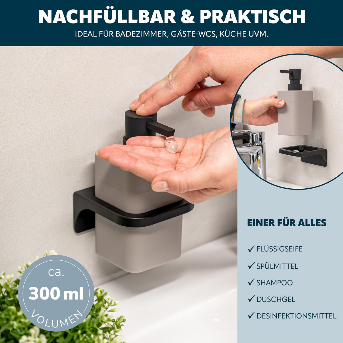 BADACCESSOIRESET SAVONA Softtouch (2er-Set) - Taupe, Kunststoff (7/15.5/8.5cm) - bremermann