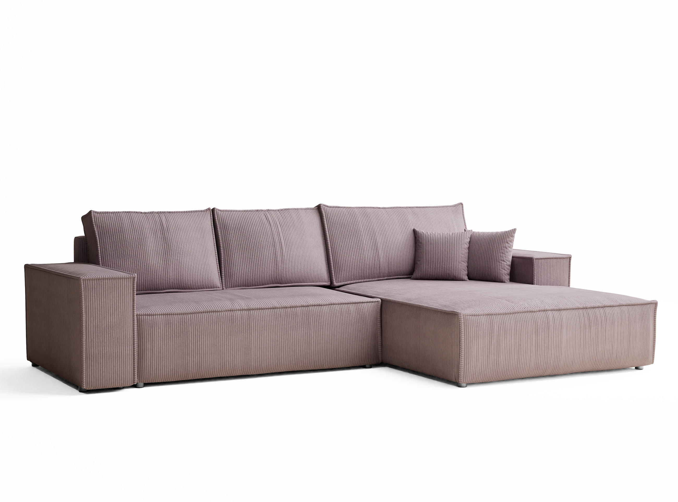 ECKSOFA MIT SCHLAFFUNKTION Maze Lila Samtstoff - Lila/Schwarz, Holz/Holzwerkstoff (294/185cm) - Maison de Reve