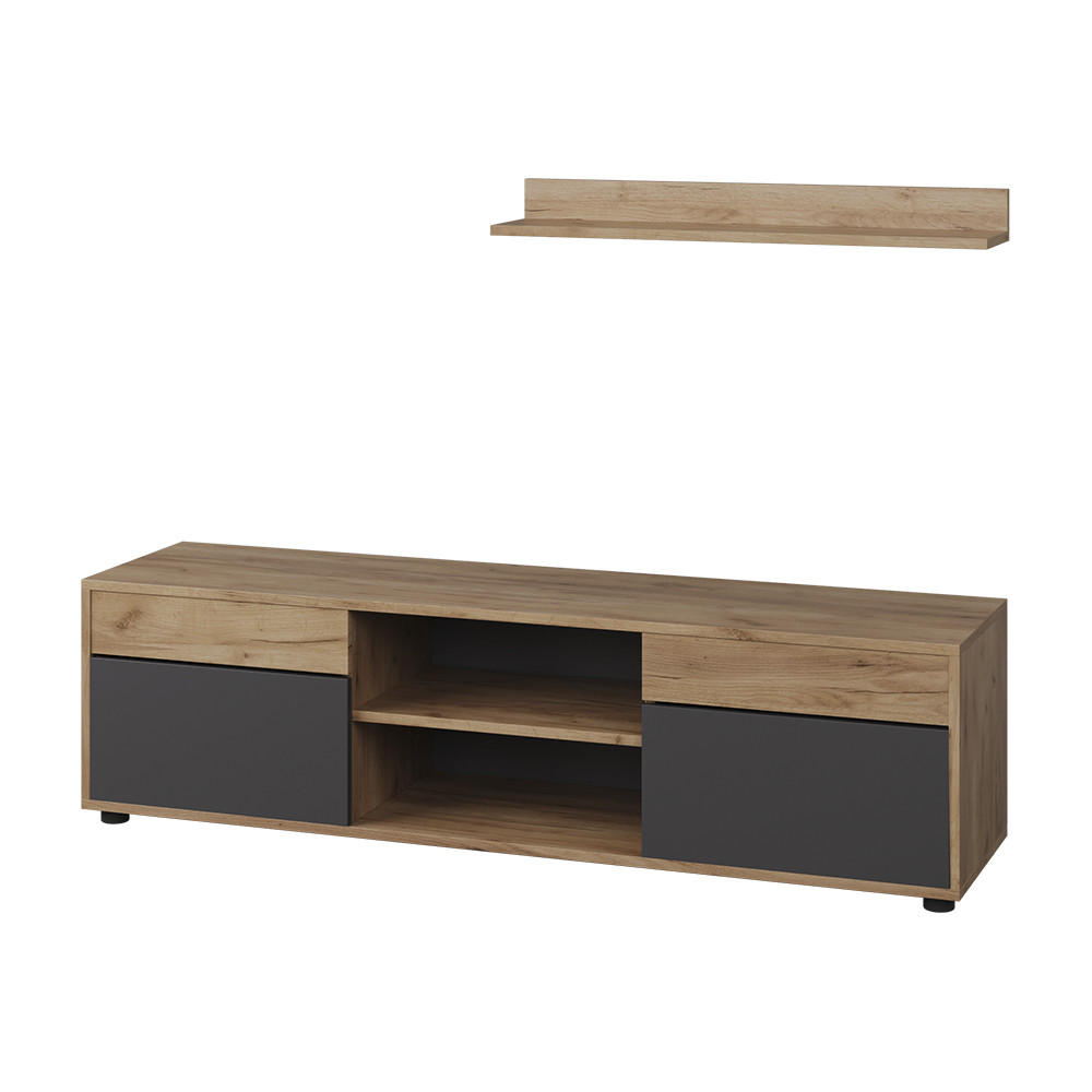 ŽIVÁ STĚNA Berno Zlatý dub power/antracit - medově dubová/antracitová, kompozitní dřevo (139.8/38.9/35.4cm) - Vicco