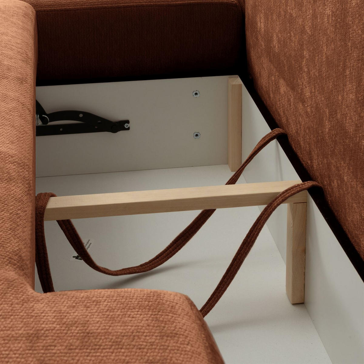 ECKSOFA GOYA mit Schlaffunktion und Bettkasten, Rechte, Perfect Harmony 52 - Rotbraun, Textil (302/184cm) - Lookway