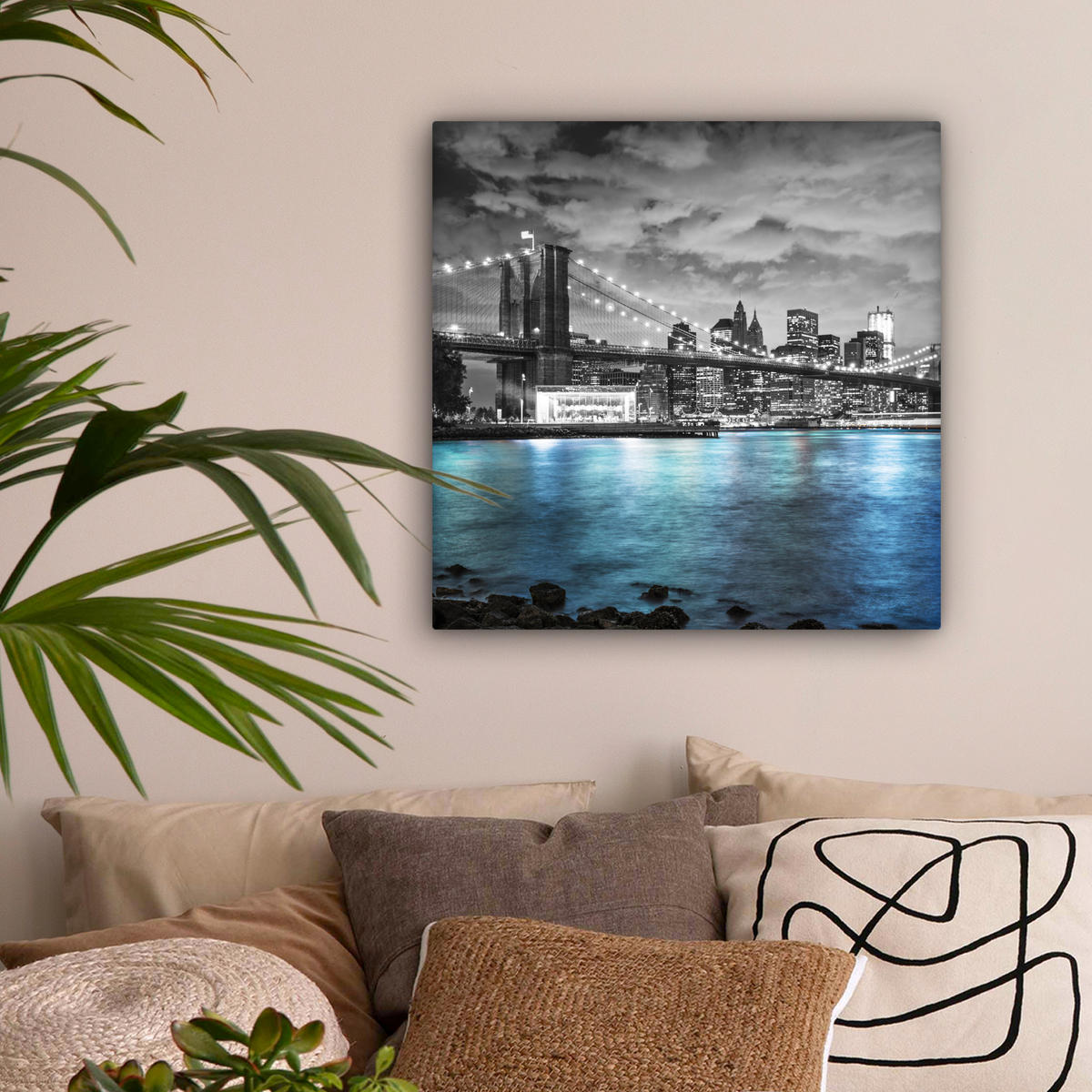 LEINWANDBILD New York - Skyline - Stadt - Blau 50x50 cm - Blaugrau, Textil (50/50cm) - MuchoWow