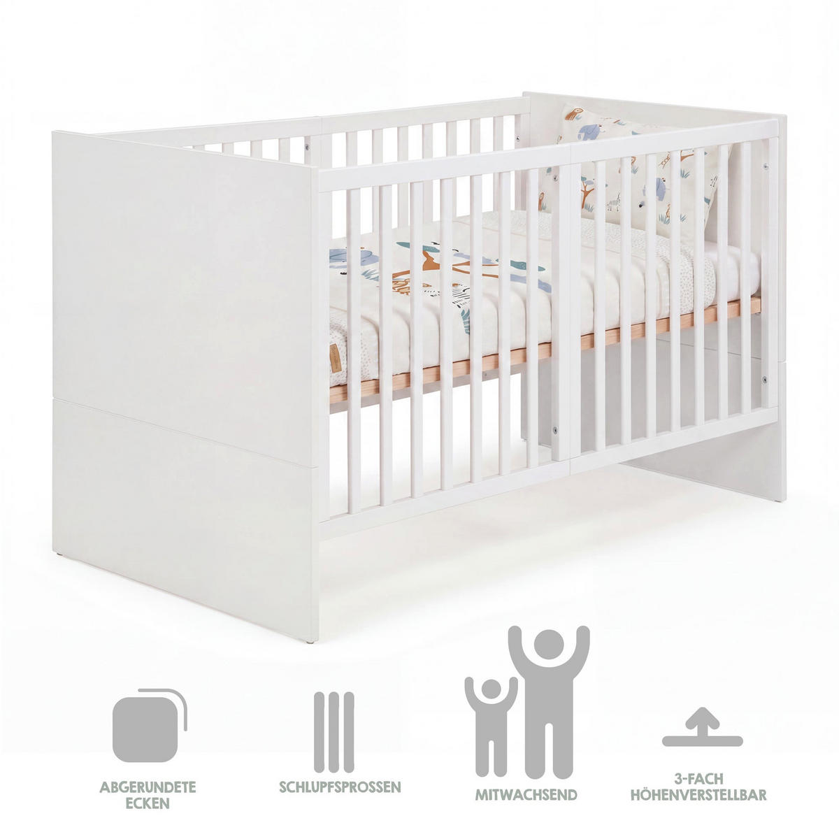 BABYBETT Lilo 70 x 140 cm - Weiß, Holzwerkstoff (70/140cm) - Roba