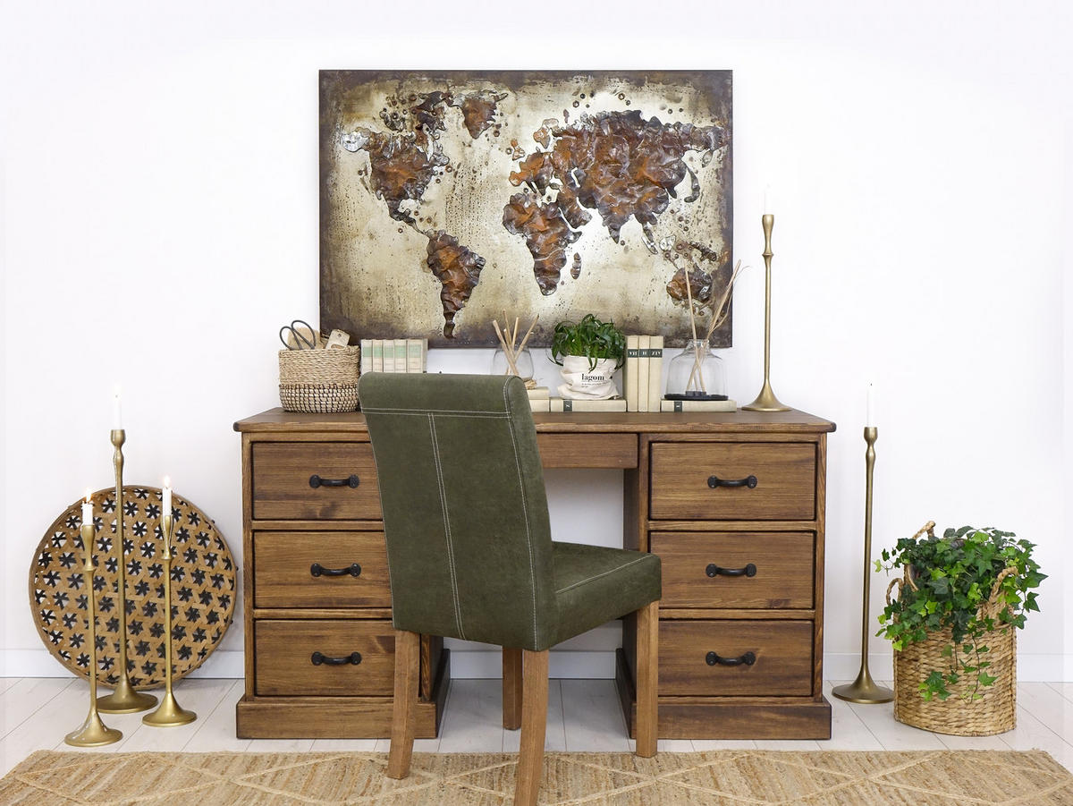 SCHREIBTISCH aus Massivholz Rustyk 1 - Dunkelbraun/Schwarz, Holz (152/60/80cm) - Seart