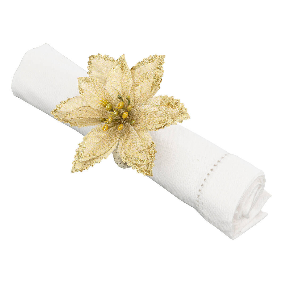 SERVIETTENRINGE Weihnachtsstern 2er-Set - Goldfarben, Kunststoff (9/7/9cm) - Atmosphera Createur d´interieur
